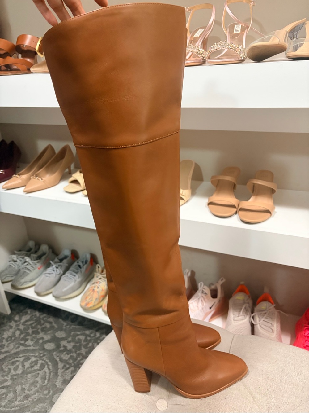 Marc Fisher Tall Over-the-Knee Leather Boots in Cognac